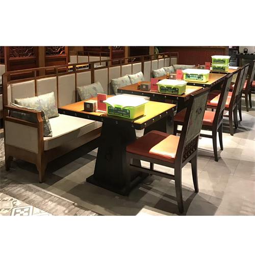 中餐廳全實木桌椅定做酒樓湘菜館高檔實木卡座沙發實木方桌